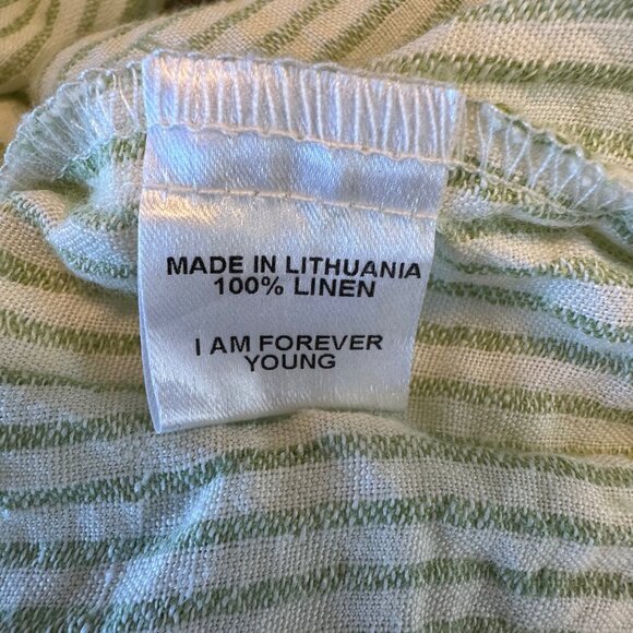 NWOT Flax Womens Striped Linen Wide-Leg Pants With Pockets Green White Small - Picture 9 of 11